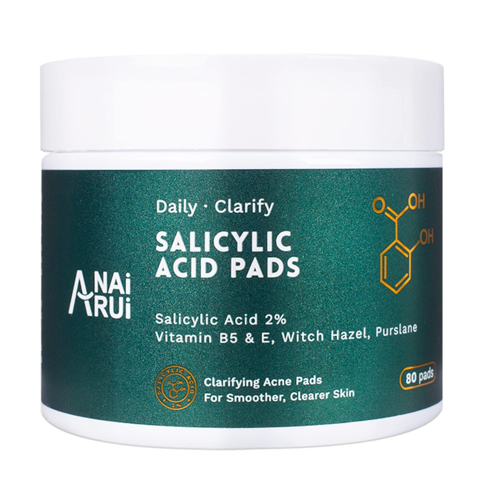 Anai Rui Anairui Salicylic Acid Face Pads, Daily Exfoliating Pads For Breakouts, Blackheads, Acne & Blemishes, Witch Hazel, Vitamins B5 & E, 80 Count