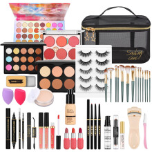 LYMYBETY Makeup Set, Cosmetic Make Up Starter Kit With Storage Bag Portable Travel Make Up Palette Eyeshadow Foundation Lip Gloss for Teenage & Adults