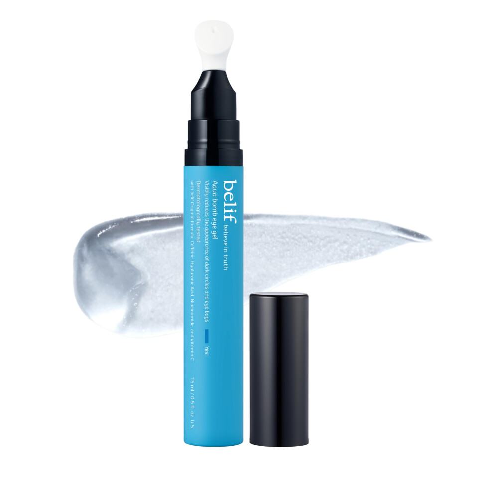 Belif Dark Aqua Bomb Eye Gel, Hydrating&Depuffing Eye Treatment With Caffeine&Niacinamide Reduces Eye Bags, Circles & Fine Lines, Suits All Skin