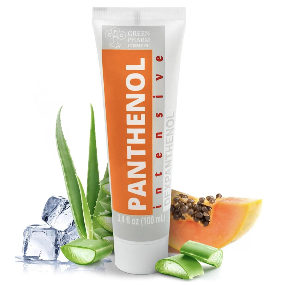 Gpc Green Pharm Cosmetic 9% Intensive Panthenol Cream 3.4 Oz/ 100 Ml With Aloe Vera & Hyaluronic Acid | Deep Moisturizing, After Sun & Tattoo Care, Hair Transplant For All