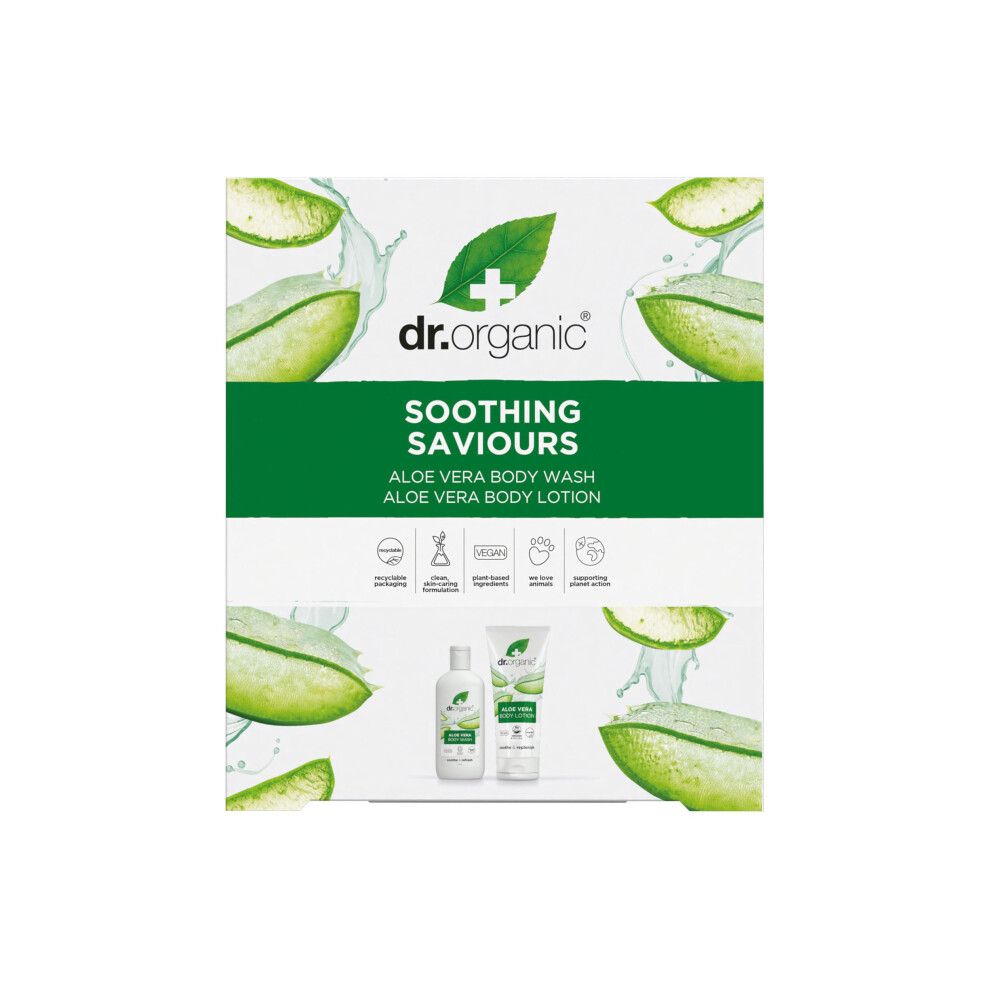 Dr. Organic Dr Organic Aloe Vera Soothing Saviours Body Duo, With Body Wash & Lotion, Moisturising, All Skin Types, Natural, Vegan, Cruelty-Free, Paraben &