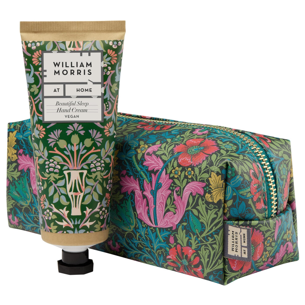 Photos - Manicure Cosmetics William Morris At Home Hand Cream 100ml and Makeup Bag, Moisturiser, Shea Butter, Magnesium, Travel Size, Toiletry, Cosmetic