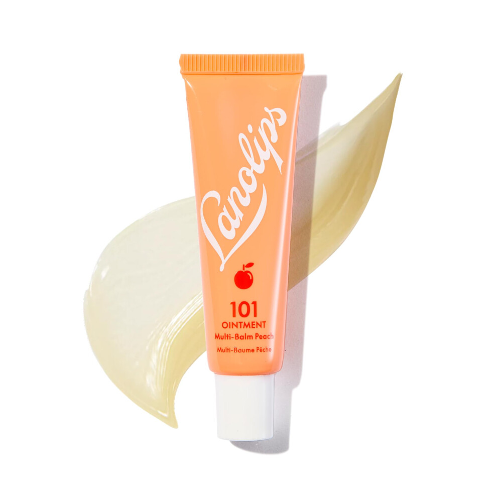 Lanolips Peach 101 Ointment Multipurpose Superbalm - Natural Healing Moisturizer With Lanolin - Restore + Repair Cracked Lips, Cuticles, Elbows + Dry