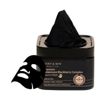 Mary&May Premium Idebenone Blackberry Complex Essence Mask - Quick Dispenser Type Anti Aging Korean Face Mask Sheet - Vitamin C, Panthenol, and