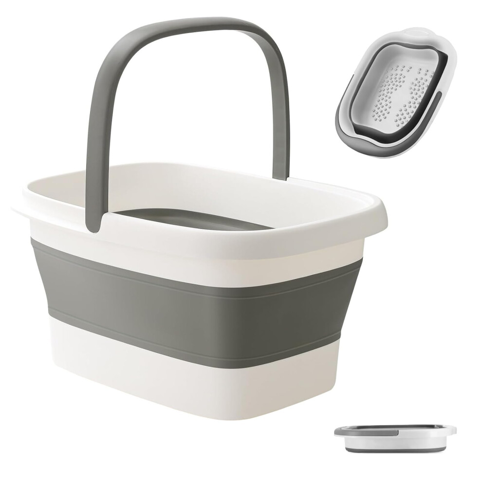 Axlofo Collapsible Foot Bath Basin For Soaking Feet, Foot Soak Tub, Plastic Foot Bucket With Handles And Massage Acupoint For Pain Relief,Pedicure,Home Spa