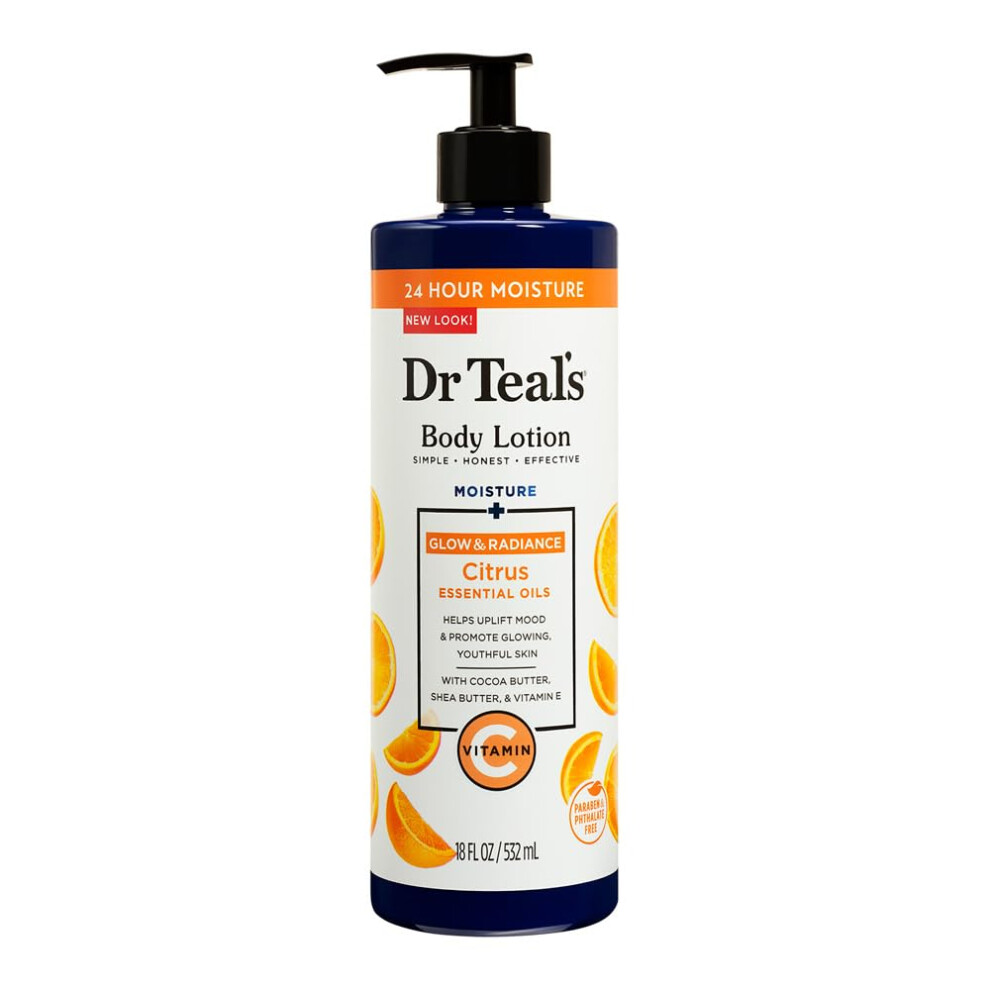 Dr Teal's Moisture Glow & Radiant Body Lotion With Vitamin C & Citrus Oil, 18 Fl Oz