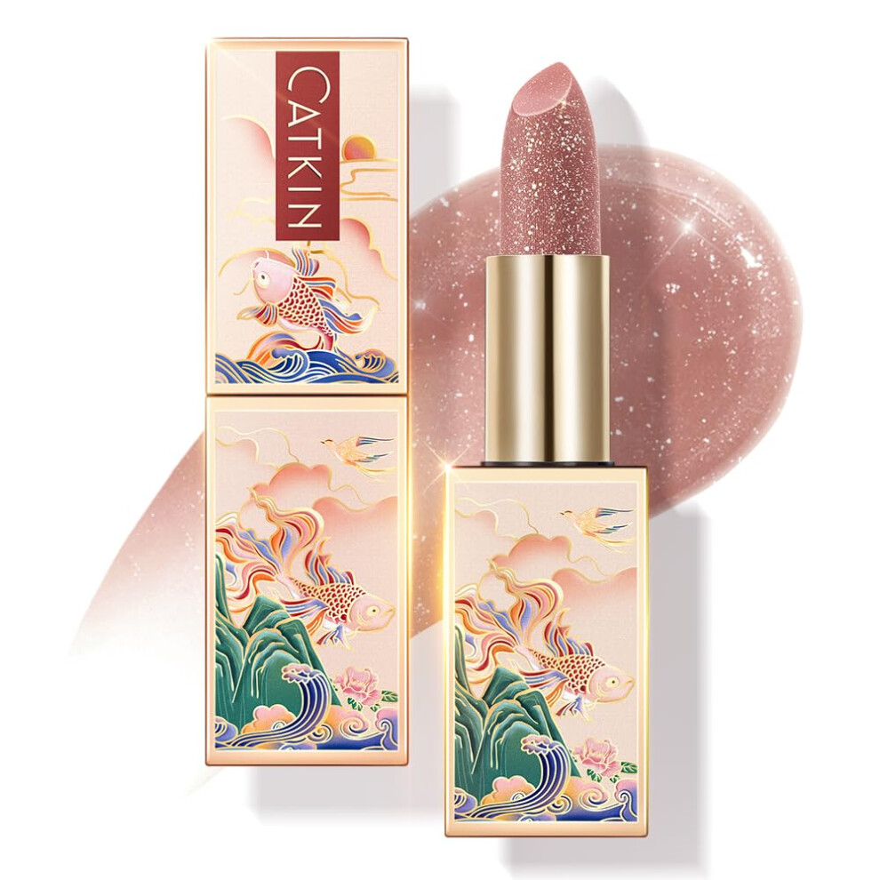 Catkin Moonlight Lip Balm, Natural Glitter Tinted Lip Balm, Chapstick Lip Balms With Vitamin E For 8H Moisture For Dry Cracked Lips, 3.5G