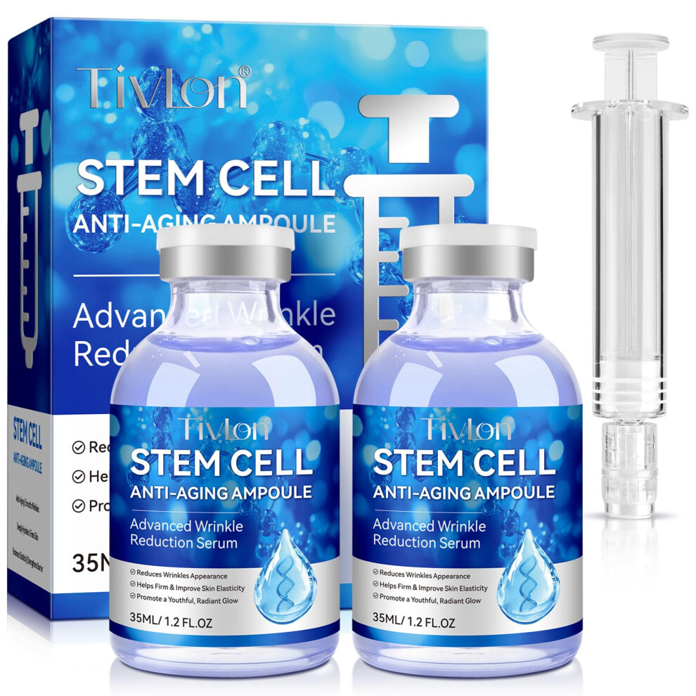 Yijiaxingzhou Stem Cell Serum For Face And Body, 2 Pcs Microneedling Serum Anti-Aging Ampoule To Reduce The Wrinkles & Fine Lines, Lift And Firm Skin, Face