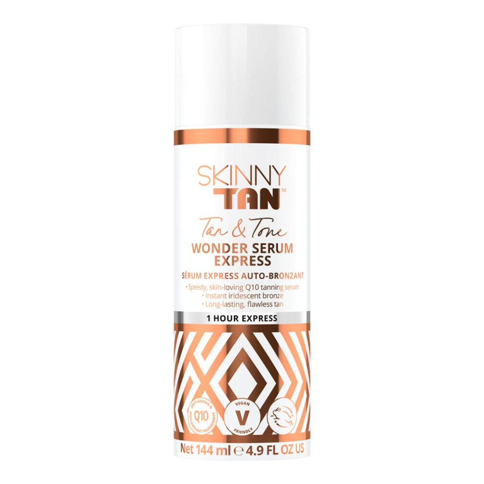 Skinny Tan Wonder Serum - 1 Hour Express Streak Free, Instant Fake Tan With Youth Boosting Q10 & Vitamin E, Vegan & Cruelty Free Skincare - 144Ml