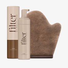 Filter By Molly-Mae Sunkissed Bundle | Dark Self Tan Mousse | Fast Drying Streak Free Fake Tan | Bronzed Glow | Large Double Sided Velvet Soft Tanning