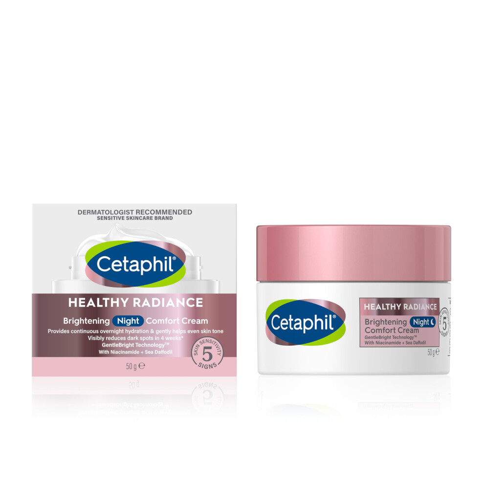 Cetaphil Cream Night 50G, Healthy Radiance Face Brightening Moisturiser For Hyperpigmentation, With Niacinamide