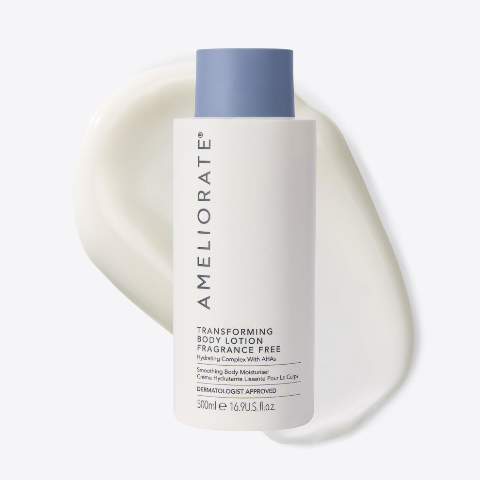 Ameliorate Transforming Body Lotion Fragrance Free 500Ml For Keratosis Pilaris (Kp), Rough, Bumpy Skin & Ingrown Hairs | Exfoliating Moisturiser With