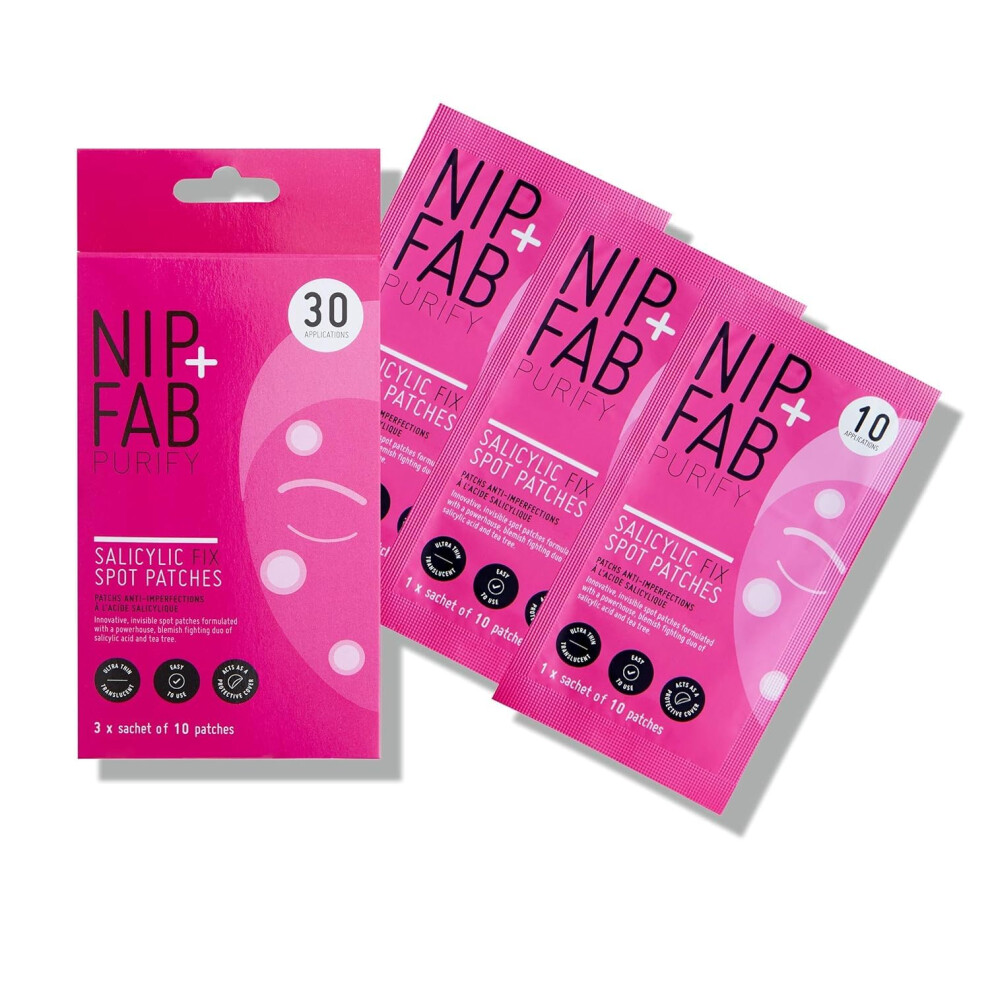 Nip+Fab Nip + Fab Salicylic Acid Fix Spot Patches For Face With Tea Tree Blemishes Spots Patch, 30 Count Dark