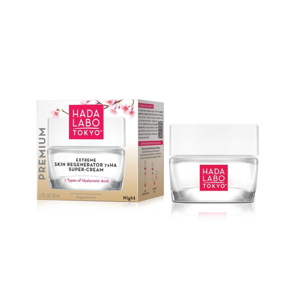 Hada Labo Tokyo Cream - Premium Extreme Skin Regenerator Super Night With 7 Types Of Hyaluronic Acid, 50 Ml Jar (Pack Of 1)