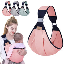 (Pink) Baby Wrap Carrier, Adjustable Infant Sling with Thickened Shoulder Straps, Ergonomic Support for Newborn to 36 Months