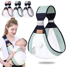 (green-A) Baby Wrap Carrier, Adjustable Infant Sling with Thickened Shoulder Straps, Ergonomic Support for Newborn to 36 Months