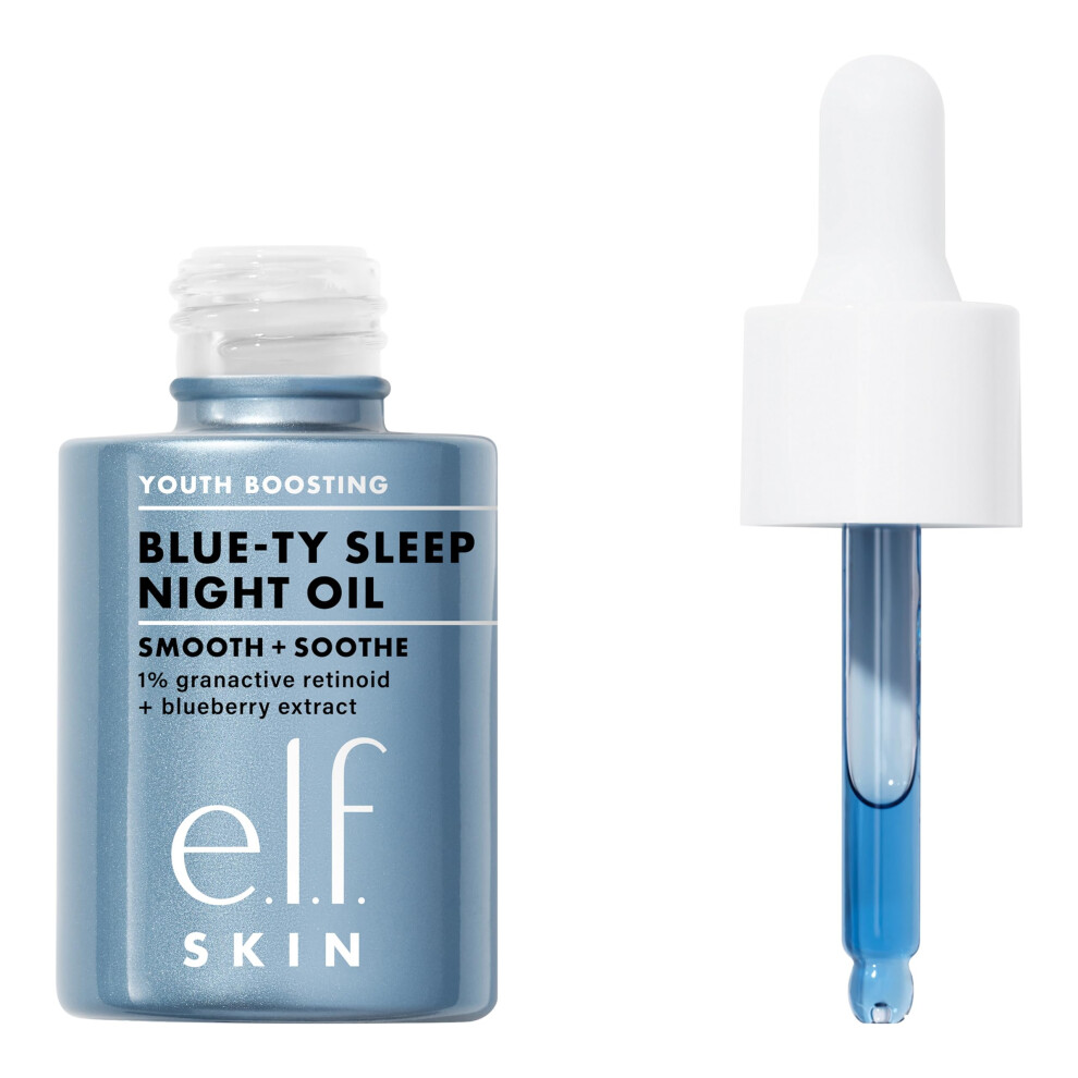E.l.f. Blue Skin Youth Boosting -Ty Sleep Night Oil, Gentle Overnight Face Oil, Nourish Skin, Lightweight Formula, Vegan & Cruelty-Free