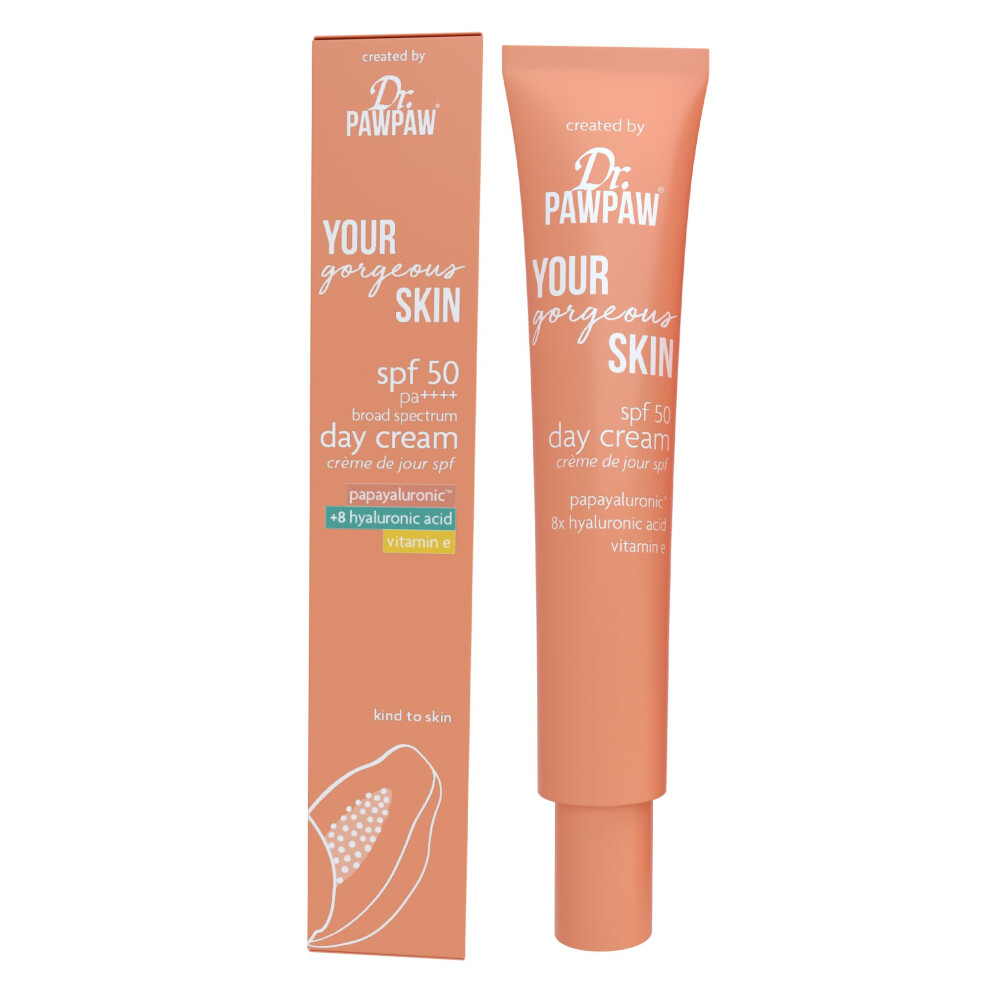 Dr. Pawpaw Original Balm Cream Dr.pawpaw Your Gorgeous Skin Spf 50 Day (45Ml), Vegan Daily Face With Papayaluronic & Vitamin E, Lightweight Hydrating Moisturiser With