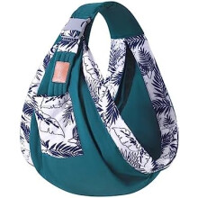 (green) Baby Wrap Carrier, Breathable Newborn Baby Carrier, Adjustable 6D Mesh Baby Sling with Thickened Shoulder Straps and Storage Pouch