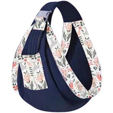 (blue) Baby Wrap Carrier, Breathable Newborn Baby Carrier, Adjustable 6D Mesh Baby Sling with Thickened Shoulder Straps and Storage Pouch