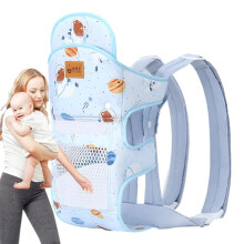 (blue) Baby Wrap Carrier - Newborn & Toddler Sling with Side Pockets, Machine Washable, Breathable & Comfortable for Walking, Hiking, Travel