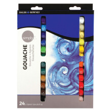 Daler-Rowney Simply 12ml Gouache Paint Set, 24 Assorted Colours, Opaque Watercolour, Ideal for Entry-Level Artists & Hobbyists