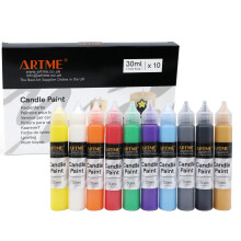 ARTME Candle Paint 10 Colours, 30ml Tubes, 3D-Effect Paint for Candle Decorating, Safe to Burn with Candles Specially for Wax