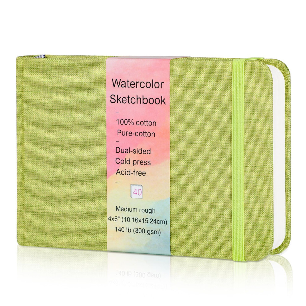 Wsicse 40 Sheets Watercolour Journal 10X15cm, 140 Lb/300 Gsm Watercolour Sketchbook Water Colour Paper Watercolor Notebook For Art Painting, Drawing, Mixed