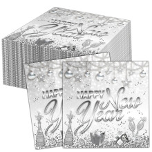 HOWAF 40 PCS Happy New Year Napkins, New Years Eve Decorations 2026 Serviettes Papers Cocktail Napkins for NYE Party Decorations 2026, 33 x 33cm,