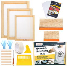 Caydo 23 Pieces Screen Printing Starter kit Include 3 Different Size of Wood Silk Screen Printing Frame with Mesh, Screen Printing Squeegees, Inkjet