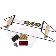 The Beadsmith Metal Bead Loom Kit, Includes Loom (12.5" x 2.5" x 3"), Thread, Needles, and 18 Grams Glass Beads for Bracelets, Necklaces, Belts, and
