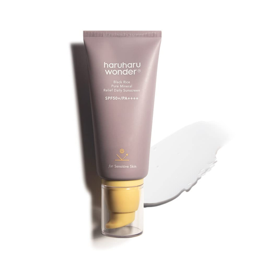 Haruharu Wonder Black Rice Pure Mineral Relief Daily Sunscreen, Spf50+/Pa++++, Broad Spectrum Uva/Uvb, Hyaluronic Acid, Niacinamide, Daily Sunscreen,