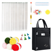 Eidoct Knitting Kit for Beginners, Dishcloths Craft Kits for Adults, Professional Knitting Set with 11 Pairs of 35cm Long Metal Knitting Needles 5