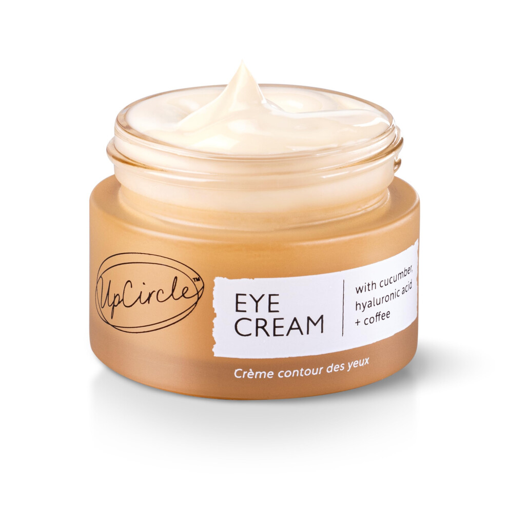 Upcircle Eye Cream With Coffee And Hyaluronic Acid 15Ml - For Dark Circles, Puffiness + Wrinkles - Glycerin, Maple Bark + Cucumber Extract - Natural,