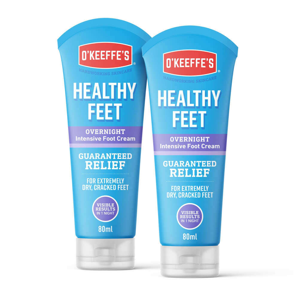O'keeffe's O?Keeffe?S Healthy Feet Overnight, 2 X 80Ml Tubes ? Intensive Foot Cream For Extremely Dry, Cracked Feet | Visible Results In 1 Night