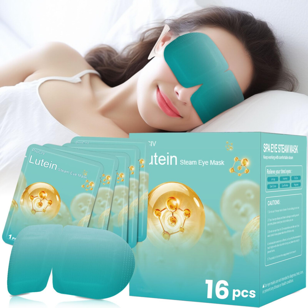 Prociv 16 Packs Steam Eye Mask Heated Face Mask Warming Eyes Mask Self Heating Mask For Dry Eyes, Fatigue Disposable Moist Hot Eye Mask,Travel