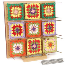 Coopay Granny Square Blocking Board, Crochet Blocking Board with Recess Channel for 30 Pegs Storage, Crochet Blocking Board and Pins Large 11 inch,