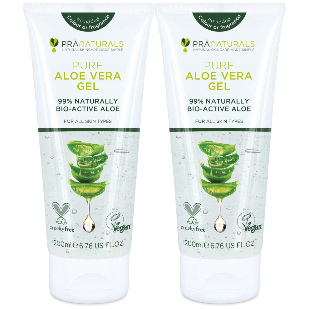 Pranaturals Pure Aloe Vera Gel 200Ml ? Soothing & Hydrating, Rich In Vitamins, For Bug Bites And Minor Burns, For All Skin Types, Cruelty-Free & Vegan
