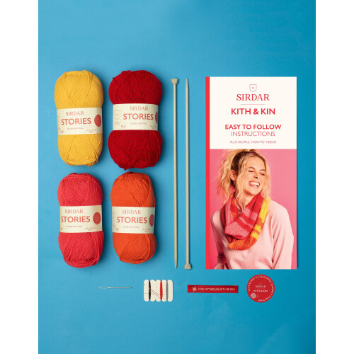 Sirdar Kith & Kin, Infinity Cowl (red) Knitting Kit 1