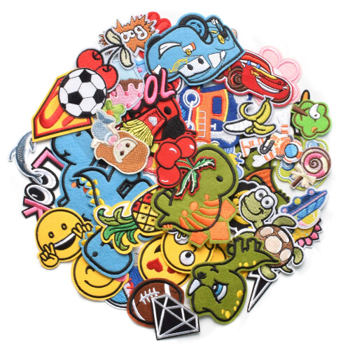 60pcs Random Assorted Styles Embroidered Iron on Patches DIY Sew Applique Patch 1