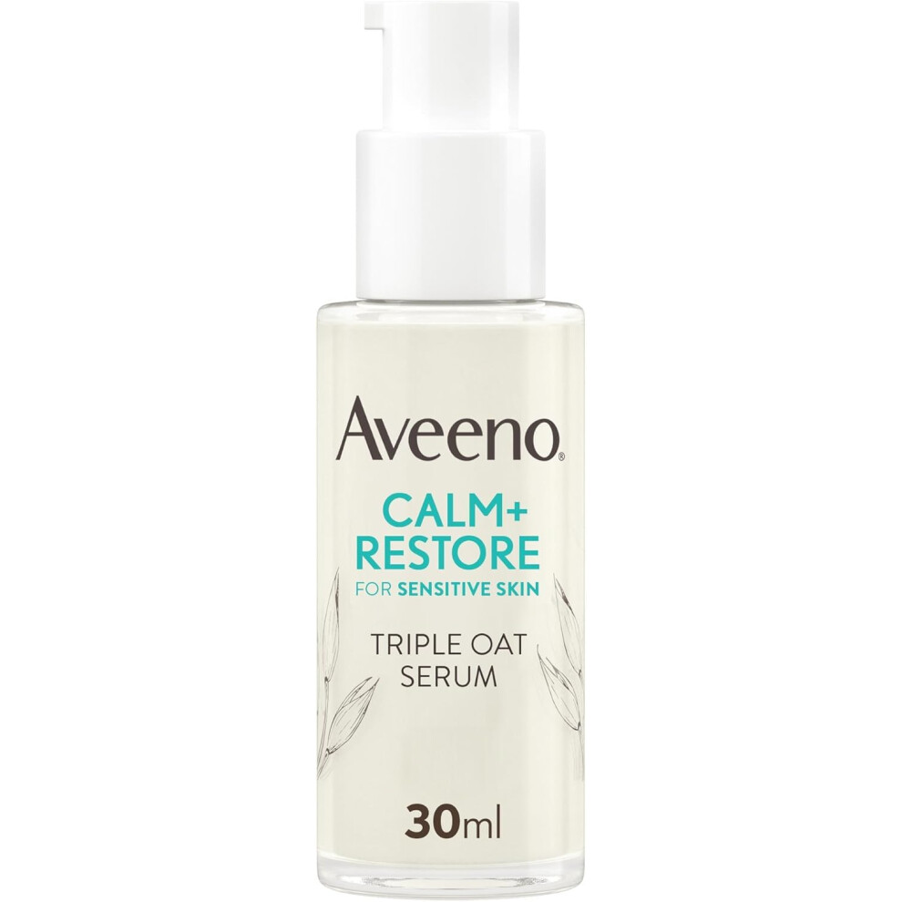 Aveeno Face Calm+Restore Triple Oat Serum (1 X 30Ml), Instantly Smoothing Face Serum With Triple Oat Complex And Calming Feverfew For Fortified Skin,
