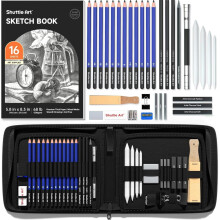 Shuttle Art 37 Pack Art Pencils Sketching Set, Drawing Set in Sturdy Zipper Case with Sketch Books, Professional Sketch Drawing Pencils for Artists,