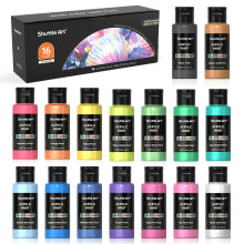 Shuttle Art Iridescent Acrylic Paint Set, 16 Chameleon Colours Colour Change Acrylic Paints in Bottles (60ml/2oz), Non-Toxic for Artists, Beginners on