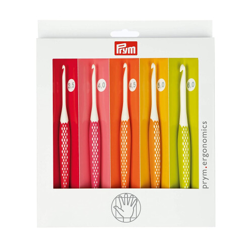 Prym Prym Crochet Hook for Wool Ergonomics 3.50-6.00 mm x 1 Set, Multi, One Size