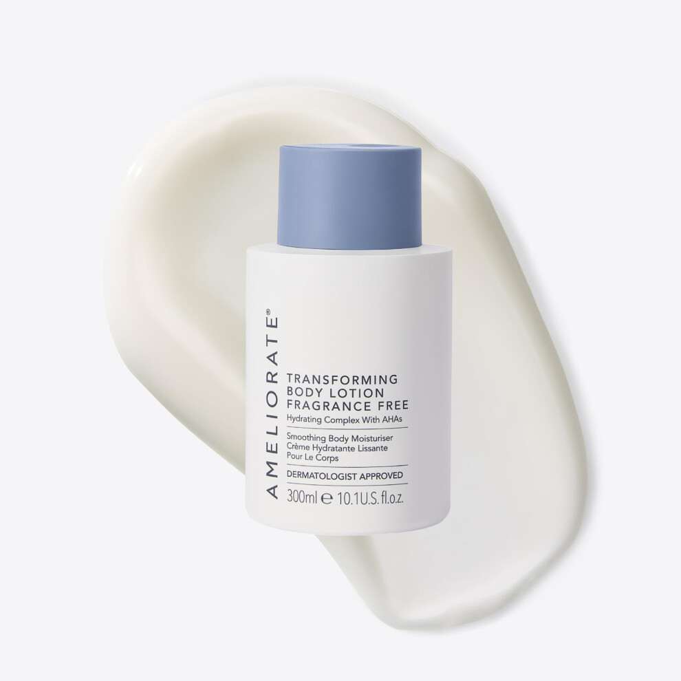 Ameliorate Transforming Body Lotion Fragrance Free 300Ml For Keratosis Pilaris (Kp), Rough, Bumpy Skin & Ingrown Hairs | Exfoliating Moisturiser With