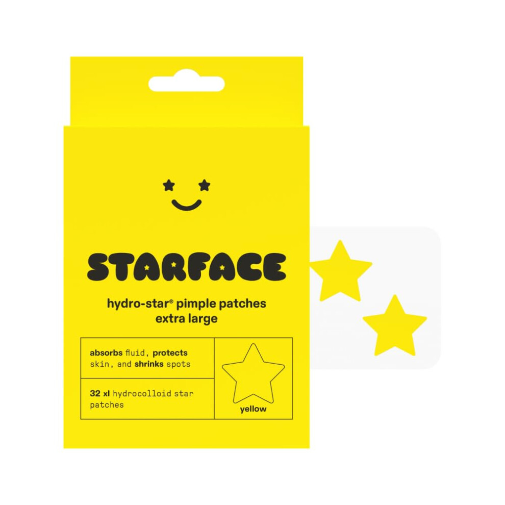 Starface World Xl Big Star, Large Hydrocolloid Pimple Patches, Absorb Fluid And Reduce Redness, Cute Star Shape, Vegan And Cruelty-Free Skincare (32