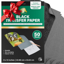 MyArtscape Graphite Transfer Paper - 9" x 13" - 50 Sheets - Waxed Carbon Paper for Tracing (Black)