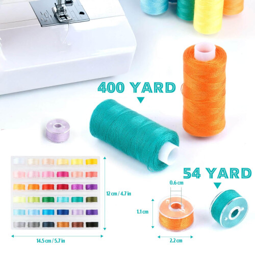 72-Piece Vibrant Sewing Thread Set??, ??36 Unique Colours Cotton Thread for Sewing Machine??, 400-Yard ??Sewing Machine Threads?? with Matching 1