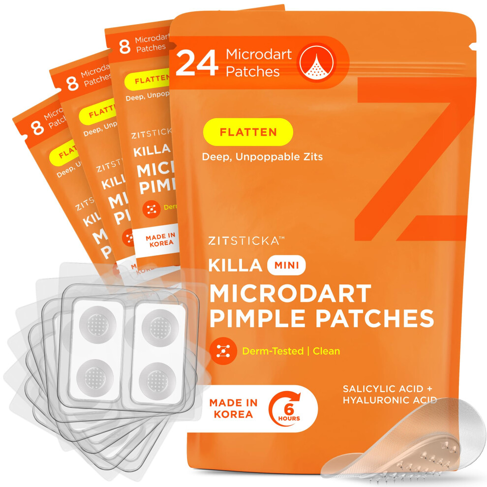 Zitsticka Killa Mini Microdart Pimple Patches ? Advanced Microdart Patch For Early-Stage Zits - Targeted Microdart Pimple Patch & Spot
