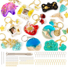 Mocoosy 182Pcs Resin Moulds Silicone Kit, 32 Pendants Epoxy Resin Moulds Keychain Making Set, Silicone Resin Keyring Mould, DIY Jewelry Resin Keychain